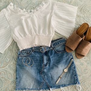 SHEIN Lace Panel Trim Solid Top